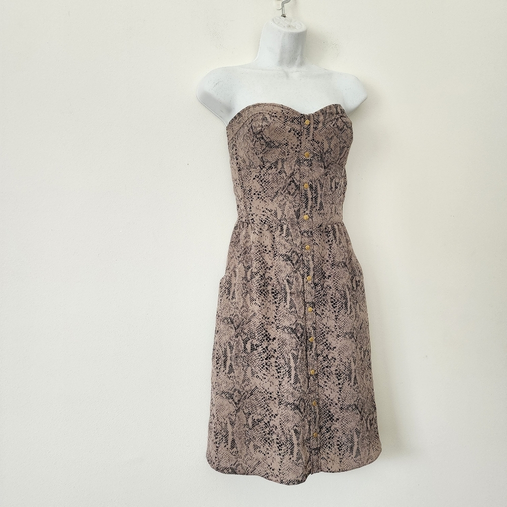 Rebecca Taylor Silk Python Print Strapless Sheath… - image 5